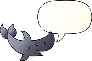 requin de dessin animé et bulle de dialogue dans un style dégradé lisse vecteur