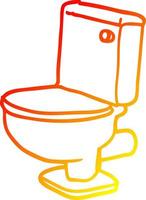 ligne de gradient chaud dessinant des toilettes dorées de dessin animé vecteur