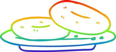 arc en ciel gradient ligne dessinant des beignets de dessin animé vecteur
