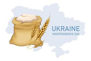 fête de l'indépendance de l'ukraine, arrêter la guerre en ukraine concept, drapeau ukrainien, blé et épillet vecteur