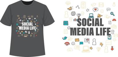 conception abstraite de t-shirt de la vie des médias sociaux vecteur