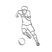 dessin au trait joueur de football masculin en action illustration vecteur dessiné à la main isolé sur fond blanc