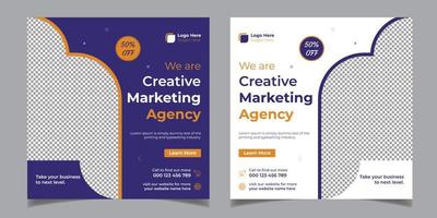 modèle de conception de bannière de publication de médias sociaux de flyer carré d'entreprise d'entreprise de marketing créatif vecteur