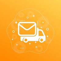 icône de camion de courrier avec une lettre et une camionnette vecteur