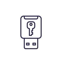 icône de ligne clé de sécurité clé usb vecteur