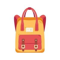 sac à dos d'école de vecteur. retour à l'école. cartable et sac à dos. sac rouge et jaune. accessoire scolaire mignon. vecteur