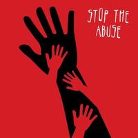 main de silhouette avec le titre d'arrêt de l'abus