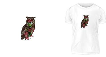 concept de conception de t-shirt, les hiboux semblent avoir toujours été un oiseau qui suscite l'imagination créative. vecteur