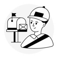 avatar avec boîte aux lettres, icône du facteur vecteur