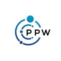 création de logo de technologie de lettre ppw sur fond blanc. ppw creative initiales lettre il logo concept. conception de lettre ppw. vecteur