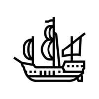 illustration vectorielle de l'icône de la ligne médiévale du navire vecteur