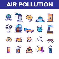 ensemble de vecteurs d'icônes linéaires de pollution atmosphérique environnementale vecteur