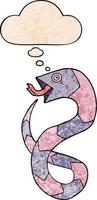 serpent de dessin animé et bulle de pensée dans le style de motif de texture grunge vecteur