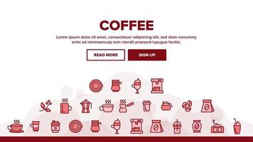 ensemble d'icônes de signe d'équipement de café collection vector