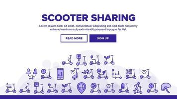 vecteur d'en-tête d'atterrissage de service de location de partage de scooter