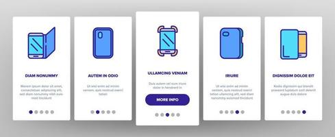 étui de téléphone accessoire onboarding icons set vector