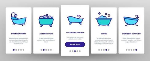 baignoire et douche onboarding icons set vector