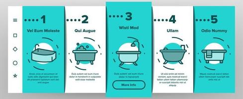 baignoire et douche onboarding icons set vector