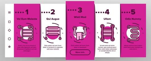 porte-serviettes chauffant onboarding icons set vector