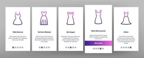 robe fashion femmes onboarding icons set vector