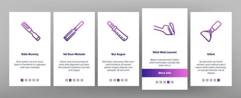 ciseau menuiserie outil onboarding icons set vector