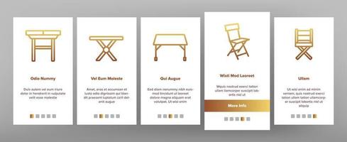 meubles pliants onboarding icons set vector