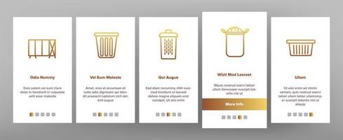 panier à linge panier onboarding icons set vector