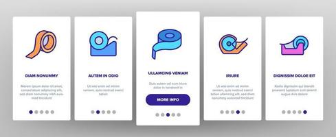 ruban adhésif scotch onboarding icons set vector