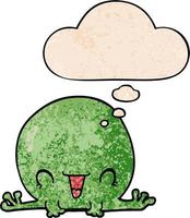 grenouille de dessin animé et bulle de pensée dans le style de motif de texture grunge vecteur