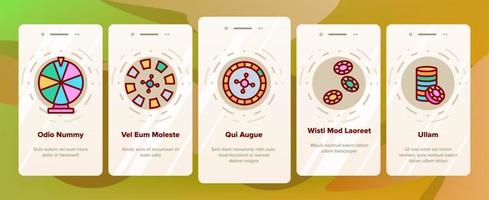 roulette, onboarding, icônes, ensemble, vecteur