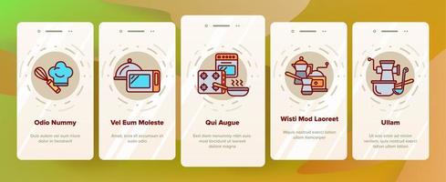 écran de page d'application mobile d'intégration de vecteur d'articles de cuisine