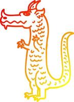 ligne de gradient chaud dessinant un dragon de dessin animé vecteur