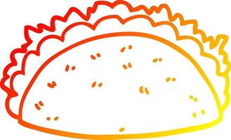 taco de dessin animé de dessin de ligne de gradient chaud vecteur