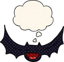 chauve-souris de dessin animé et bulle de pensée dans le style de la bande dessinée vecteur