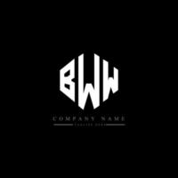 création de logo de lettre bww avec forme de polygone. création de logo en forme de polygone et de cube bww. modèle de logo vectoriel hexagone bww couleurs blanches et noires. monogramme bww, logo d'entreprise et immobilier.