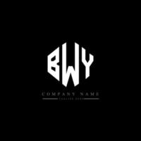 création de logo de lettre bwy avec forme de polygone. création de logo en forme de polygone et de cube bwy. modèle de logo vectoriel bwy hexagone couleurs blanches et noires. monogramme bwy, logo d'entreprise et immobilier.