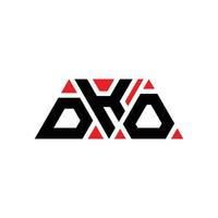 création de logo de lettre triangle dko avec forme de triangle. monogramme de conception de logo triangle dko. modèle de logo vectoriel triangle dko avec couleur rouge. logo triangulaire dko logo simple, élégant et luxueux. dko