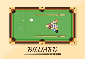 jeu de billard illustration de fond plat dessin animé dessiné à la main avec salle de billard avec bâton et boules de billard dans un club de sport vecteur