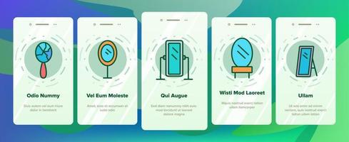 miroir forme différente onboarding icons set vector