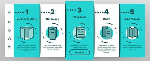 livret et brochure onboarding icons set vector