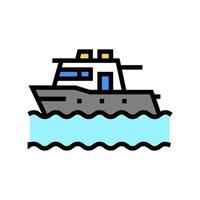 bateau flottant dans l'illustration vectorielle de l'icône de couleur de la mer vecteur