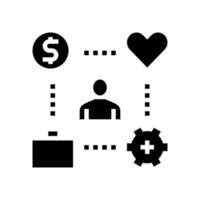 processus de travail, aimer et payer pour le travail glyphe icône illustration vectorielle vecteur