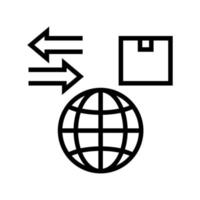 illustration vectorielle de l'icône de la ligne d'importation et d'exportation du monde vecteur