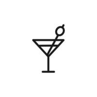 signes de cocktail d'été. symbole de vecteur dessiné dans un style plat avec une ligne noire. parfait pour les publicités, les sites Web, les menus des cafés et des restaurants. icône de bâton en verre pour cocktails
