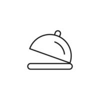 concept de cuisine, de nourriture et de cuisine. collection d'icônes monochromes de contour moderne dans un style plat. icône de ligne de bol avec cloche vecteur
