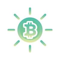 Élément d'icône de modèle de conception de gradient de logo de bitcoin de soleil vecteur