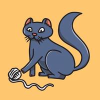 jeu de chat mignon dessiné à la main avec illustration de fil vecteur