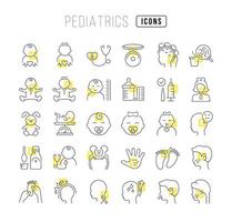 ensemble d'icônes linéaires de pédiatrie vecteur