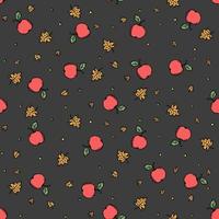 modèle d'automne sans couture avec des pommes et des feuilles. pommes rouges et fond de feuilles d'érable. motif pomme vecteur