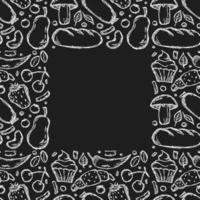 ensemble d'icônes sur le thème de la nourriture. vecteur alimentaire. vecteur de doodle avec des icônes de nourriture en noir et blanc. cadre alimentaire. vecteur libre